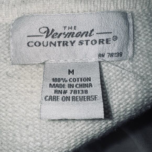 Vermont Country Store Womens MD Button White Marbled Cotton Cardigan Long Sleeve - Picture 4 of 5